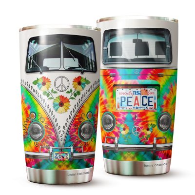 220420800 Hippie Van Tie Dye Pattern Peace Hippie Tumbler Stainless Steel JoyMuuu Tumbler 20Oz 5700x3040 1