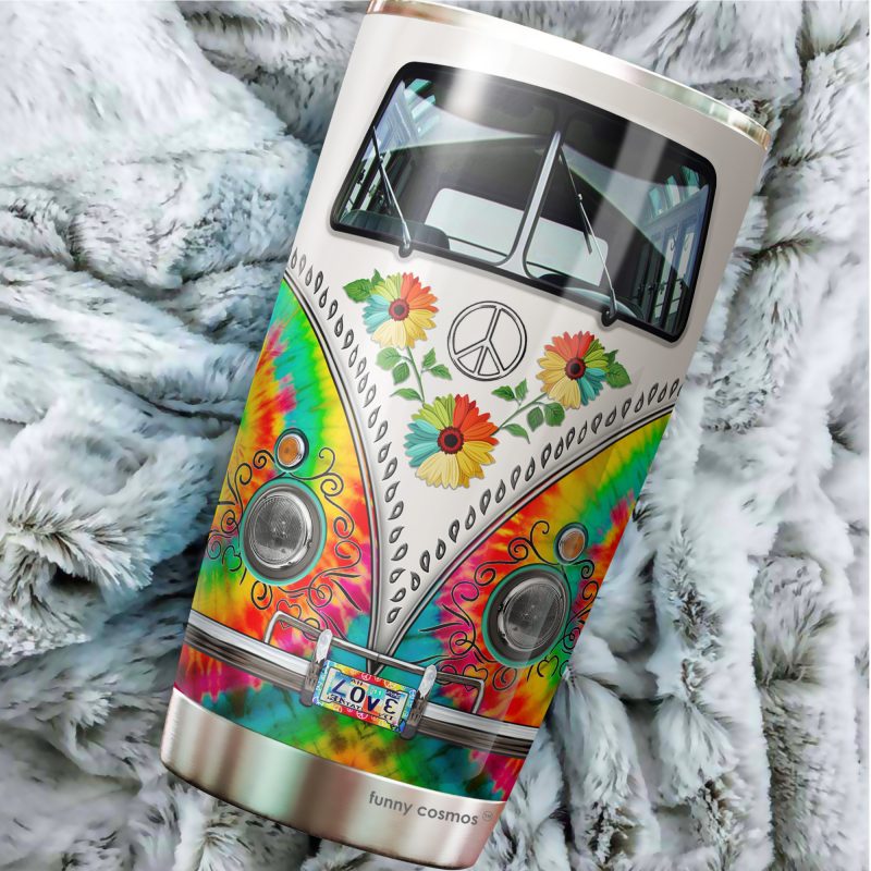 220420800 Hippie Van Tie Dye Pattern Peace Hippie Tumbler Stainless Steel JoyMuuu Tumbler 20Oz 5700x3040 2