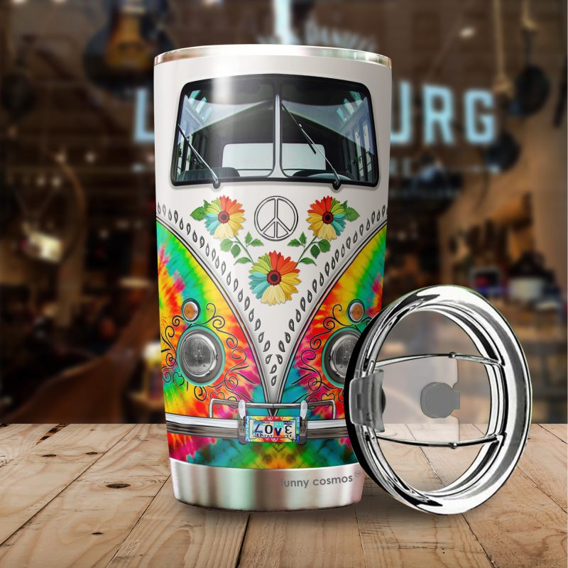 220420800 Hippie Van Tie Dye Pattern Peace Hippie Tumbler Stainless Steel JoyMuuu Tumbler 20Oz 5700x3040 3