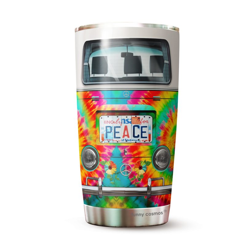220420800 Hippie Van Tie Dye Pattern Peace Hippie Tumbler Stainless Steel JoyMuuu Tumbler 20Oz 5700x3040 4