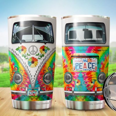 220420800 Hippie Van Tie Dye Pattern Peace Hippie Tumbler Stainless Steel JoyMuuu Tumbler 20Oz 5700x3040 5